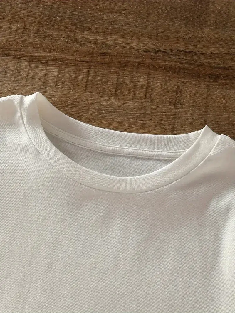20/1 Penye Compack Baskılı Oversize Bisiklet Yaka Kısa Kol Yazlık T-shirt - Beyaz
