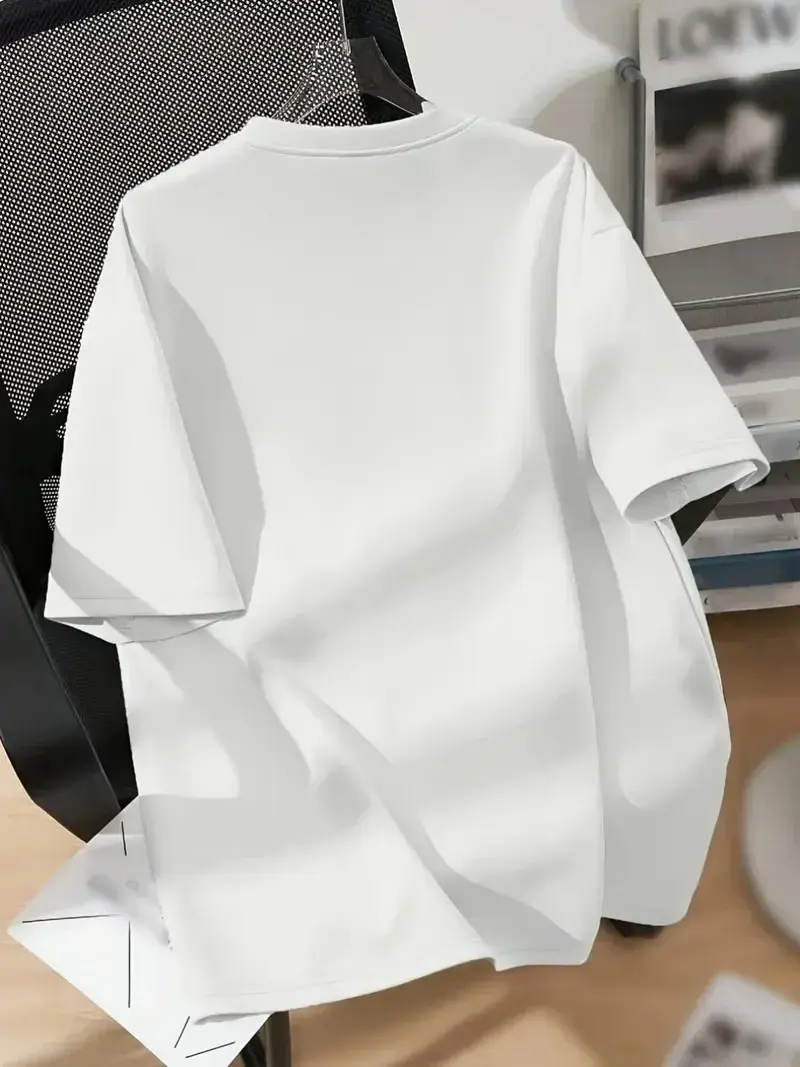 Penye Compack Ayı Baskılı Oversize Bisiklet Yaka Kısa Kol T-shirt - Beyaz