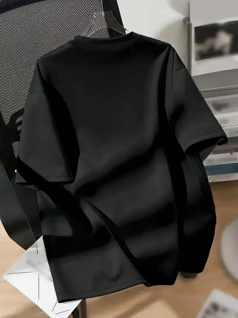 Penye Compack Ayı Baskılı Oversize Bisiklet Yaka Kısa Kol T-shirt - Siyah