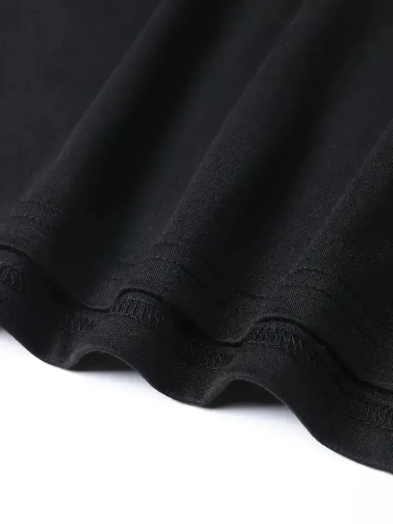 20/1 Penye Compack Baskılı Oversize Bisiklet Yaka Kısa Kol T-shirt - Siyah