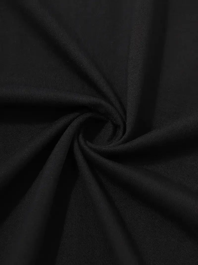 20/1 Penye Compack Palmiye Baskılı Oversize Bisiklet Yaka Kısa Kol T-shirt - Siyah