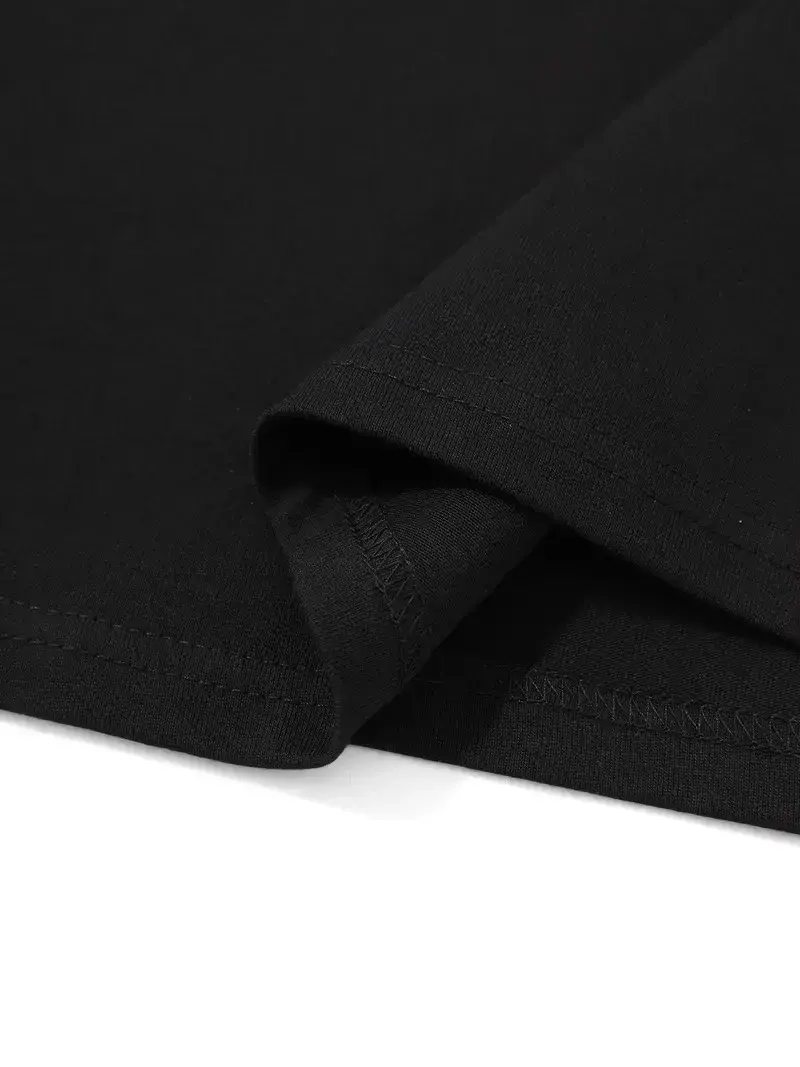 20/1 Penye Compack Palmiye Ön Baskılı Oversize Bisiklet Yaka Kısa Kol Yazlık T-shirt - Siyah