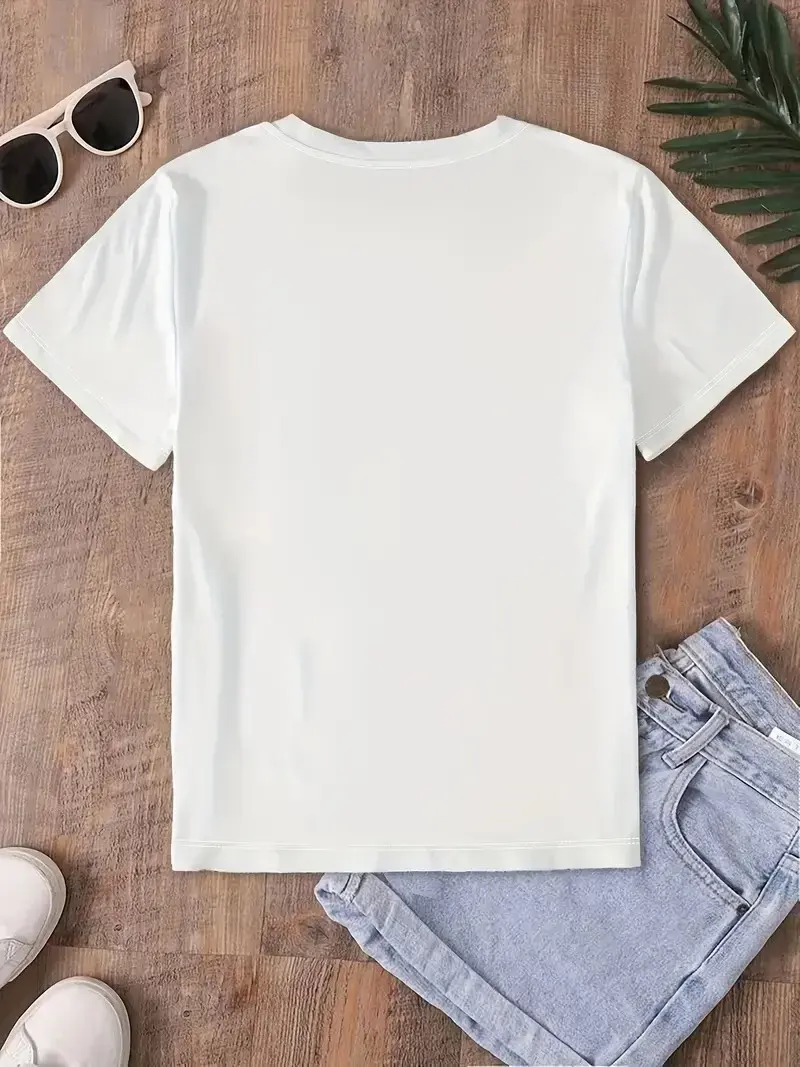 Fiyonk Ön Arka Baskılı Oversize Bisiklet Yaka T-shirt Yazlık - Beyaz