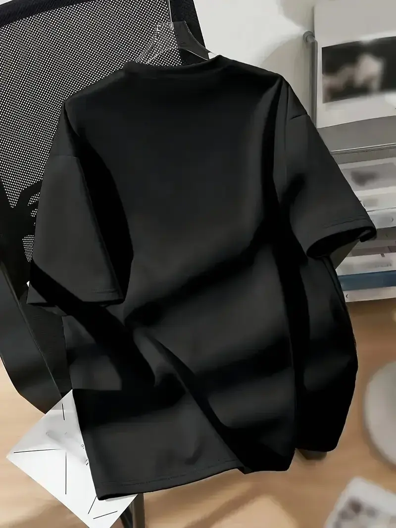 Penye Compack New York Baskılı Oversize Kısa Kol Bisiklet Yaka T-shirt - Siyah