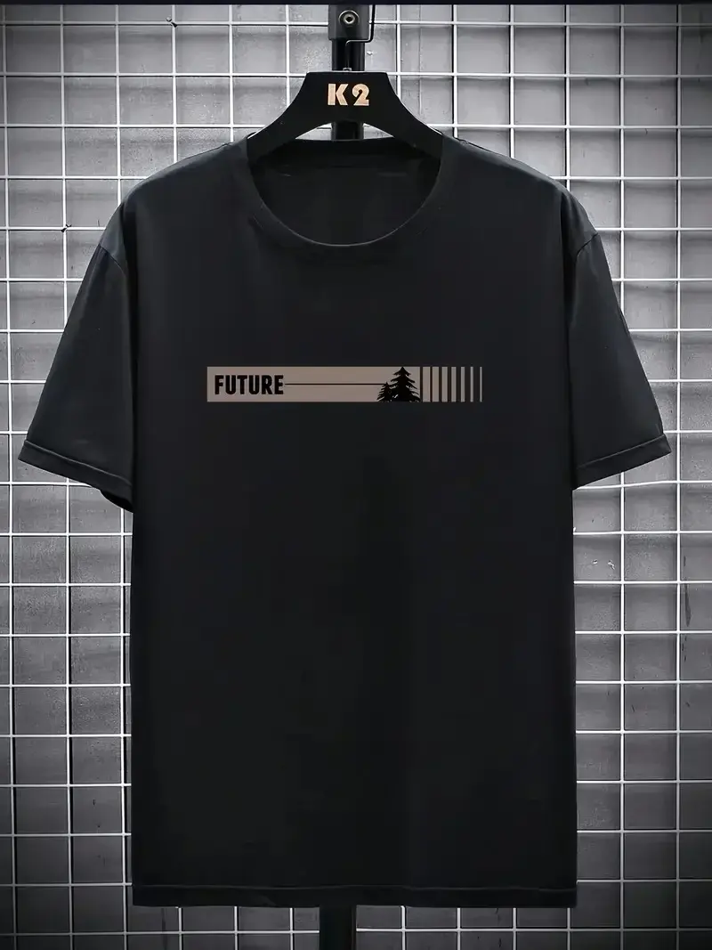 20/1 Penye Compack FUTRE Baskılı Oversize Kısa Kol Bisiklet Yaka T-shirt - Siyah