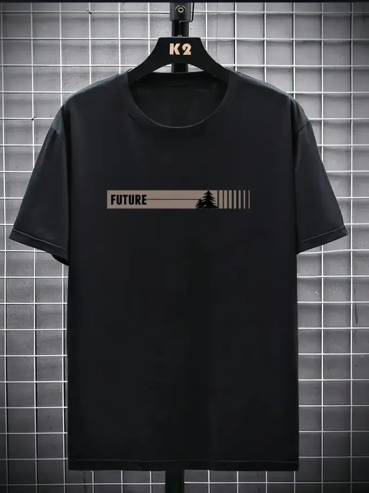 20/1 Penye Compack FUTRE Baskılı Oversize Kısa Kol Bisiklet Yaka T-shirt - Siyah