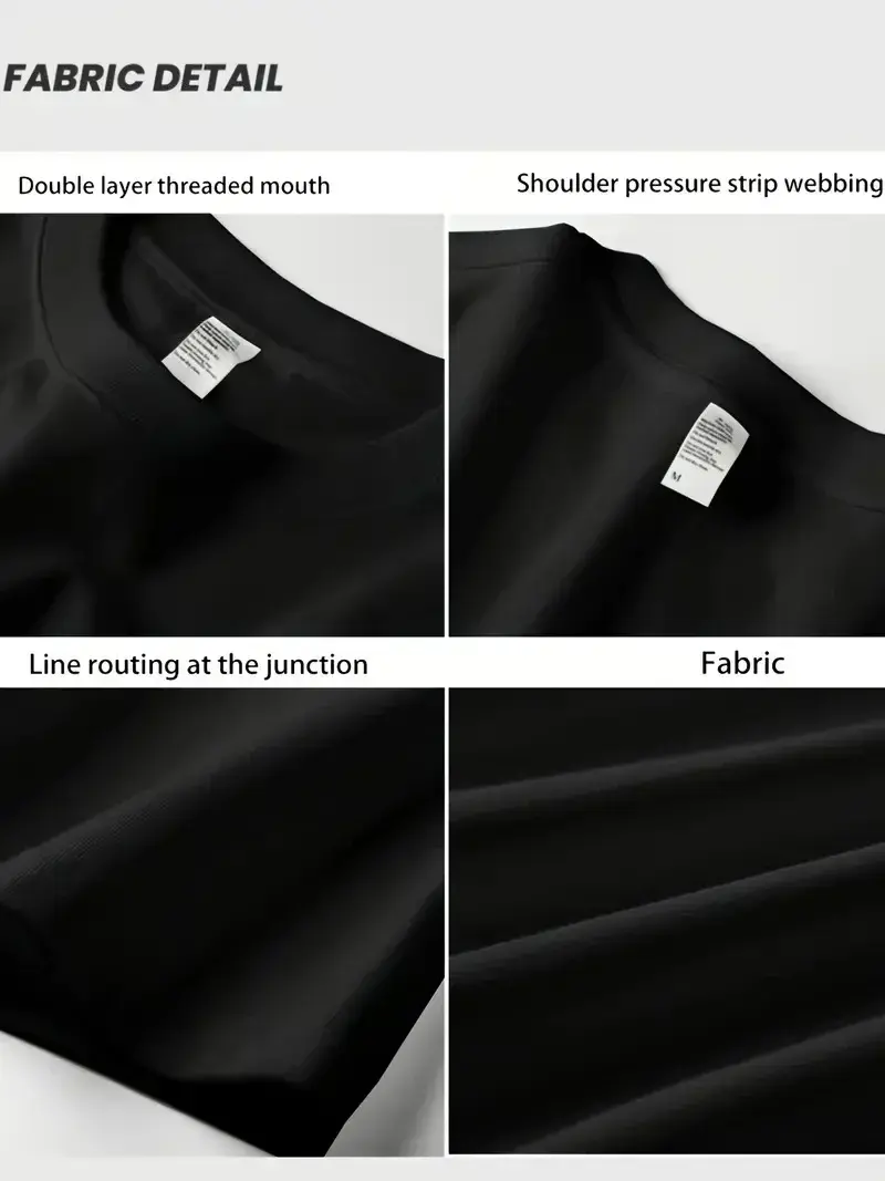 Rahat Bisiklet Yaka Tişört, Yaratıcı Karikatür Baskı - Yumuşak Polyester, Her Mevsim Giyilebilir- Siyah