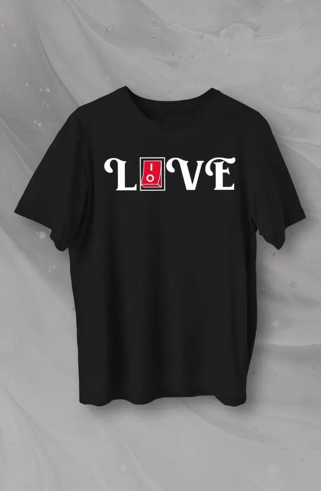Sevgililer Günü İçin Özel Tasarım Love Baskılı T-shirt - Siyah