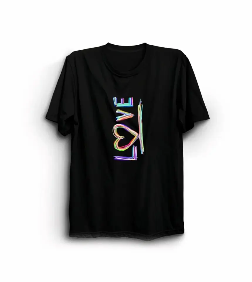 Sevgililer Günü İçin Özel Tasarım Love Baskılı T-shirt - Siyah