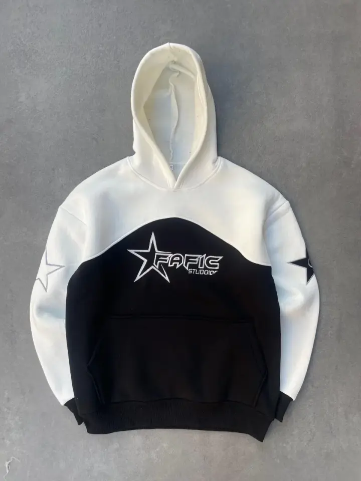 Parçalı Nakış İşlemelı Kapüşonlu SweatShirt - Beyaz