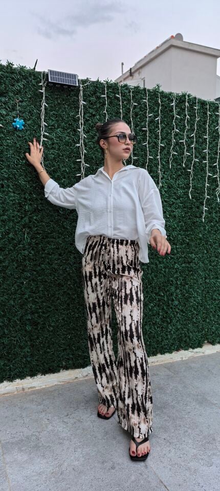 Desenli Floş İspanyol Paça Pantolon
