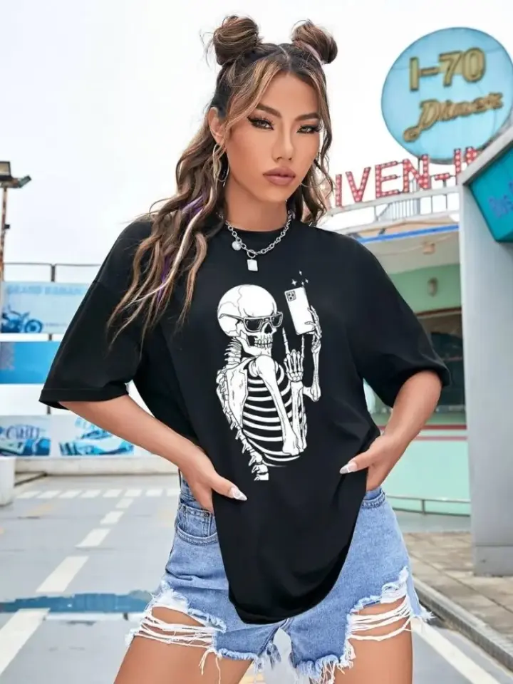 Baskılı Kadın T-shirt - Siyah