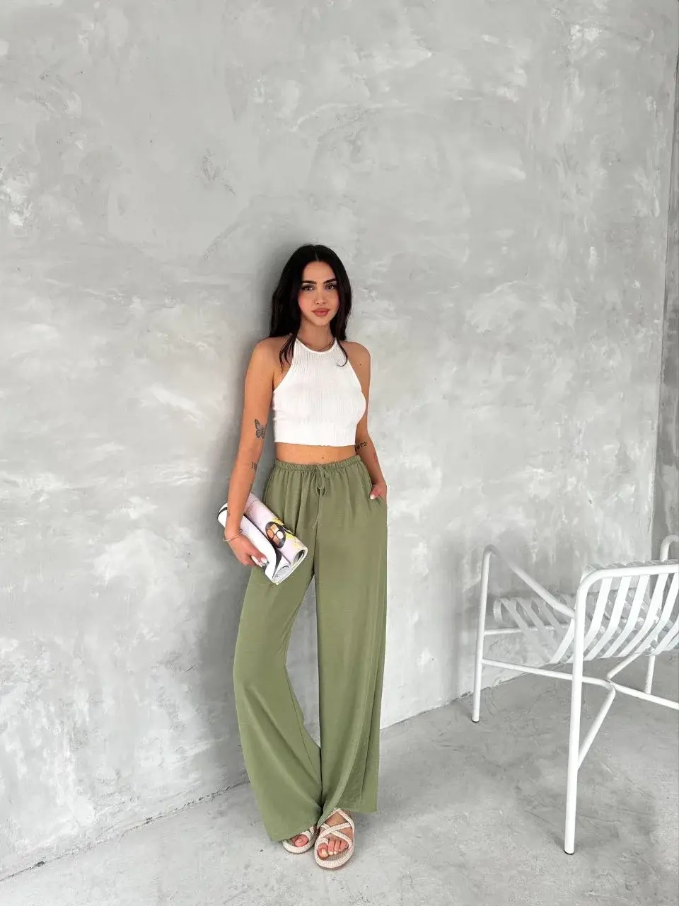 Ayrobin Oversize Kadın Pantalon - Mint Yeşili
