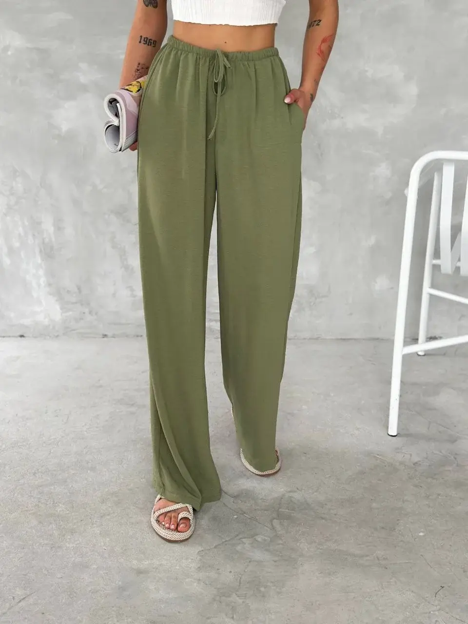 Ayrobin Oversize Kadın Pantalon - Mint Yeşili